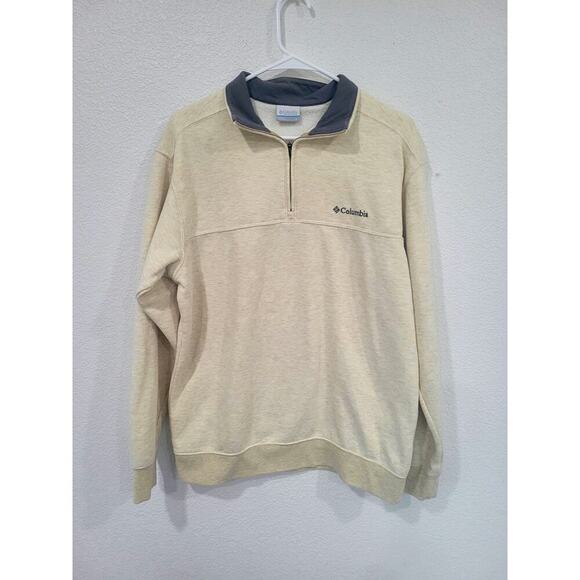 Columbia Men's Hart Mountain II Half Zip Sweatshirt Cream size Medium #12 - Picture 1 of 4